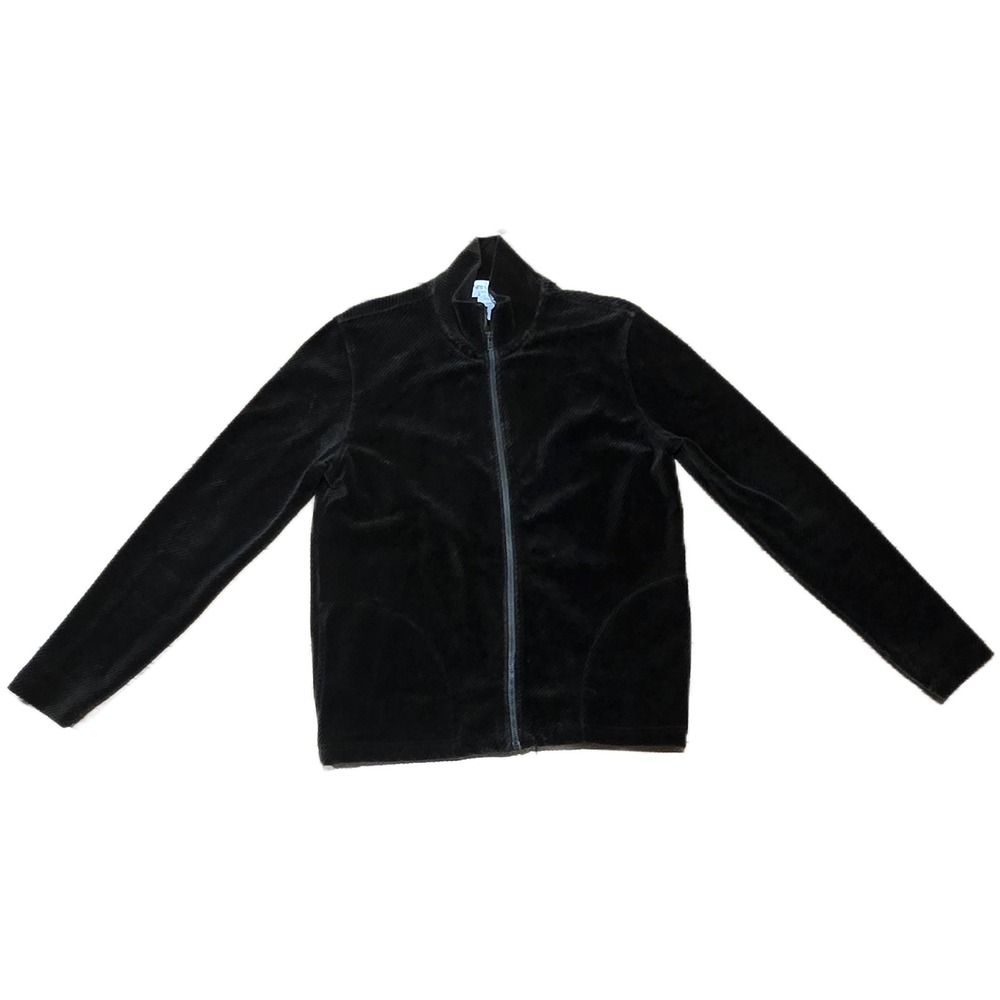Jones New York Sport Black Corduroy Full Zip Mock Neck Jacket Women Small